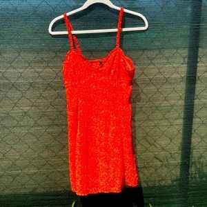 Cute orange & tiny flowers summer dress